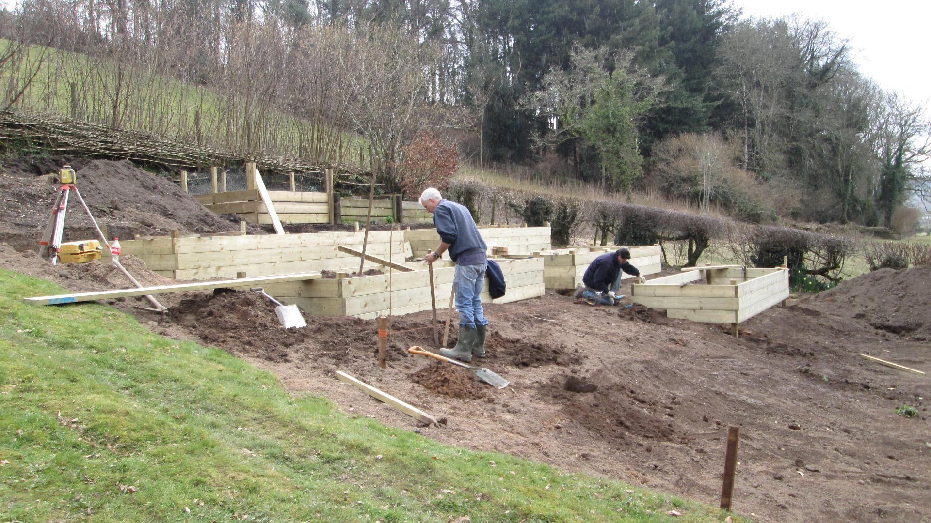 Work begins on steeply sloping vegetable garden